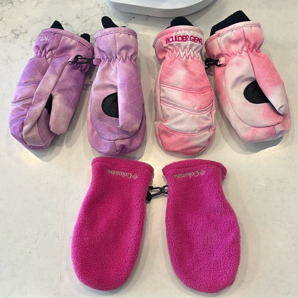 Pack of 3 little girls mittens